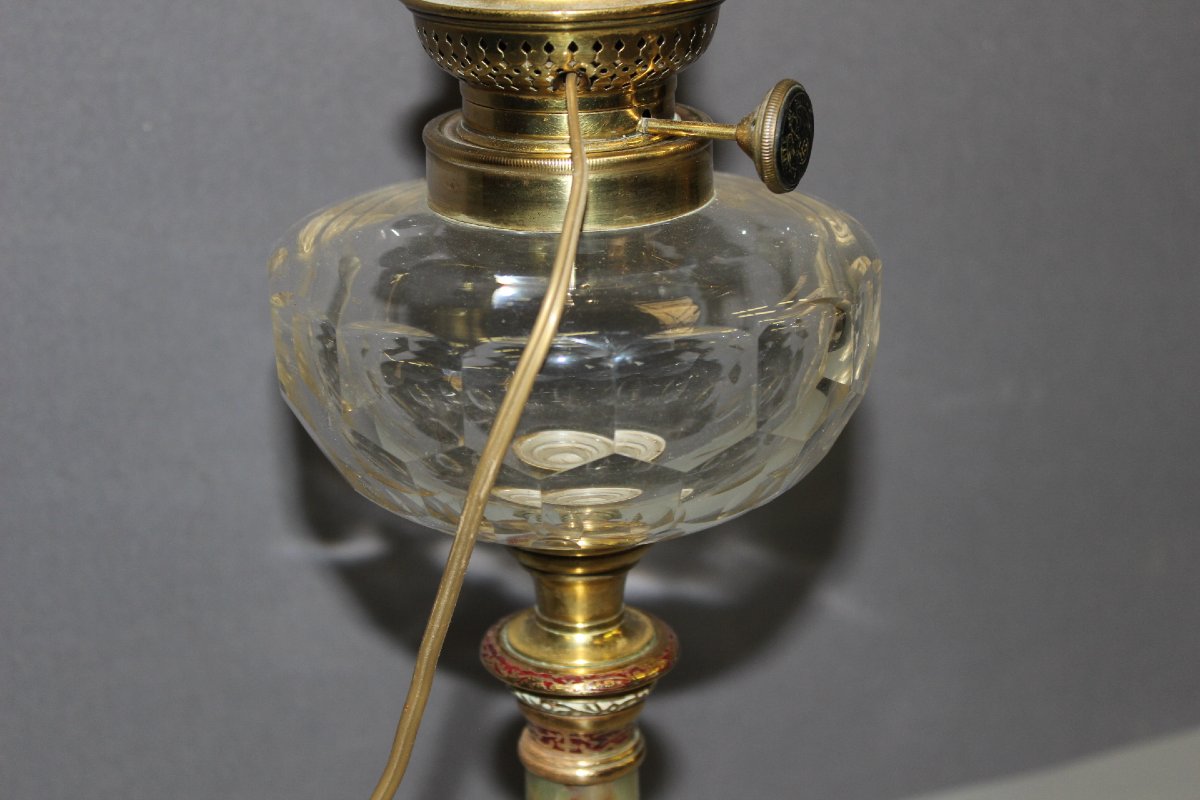 Lampe à Pétrole en Onyx et Emaux Cloisonnés Napoléon  III-photo-8