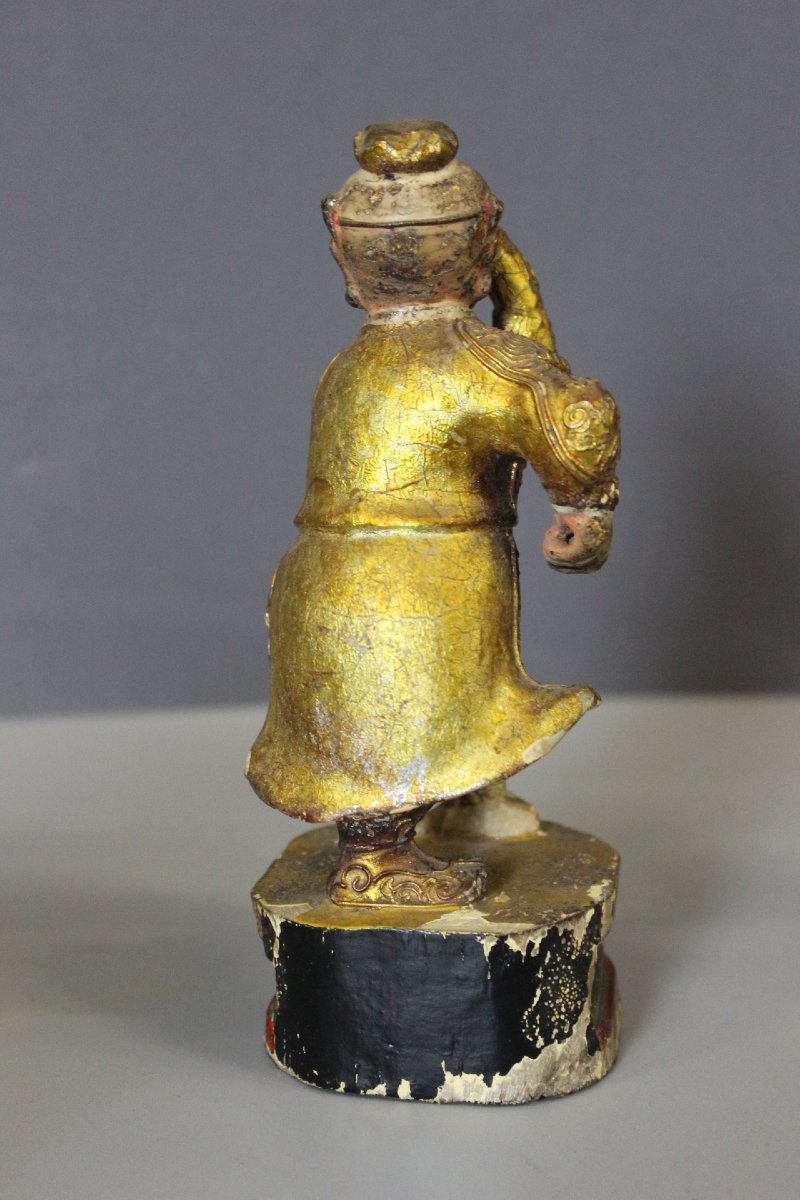 Sculpture d'un Singe Dansant en Bois Doré, Inde XIX-photo-2