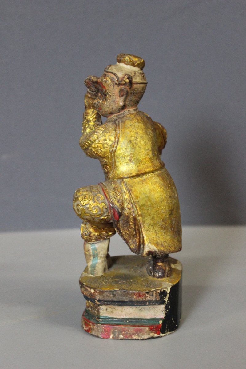 Sculpture d'un Singe Dansant en Bois Doré, Inde XIX-photo-3