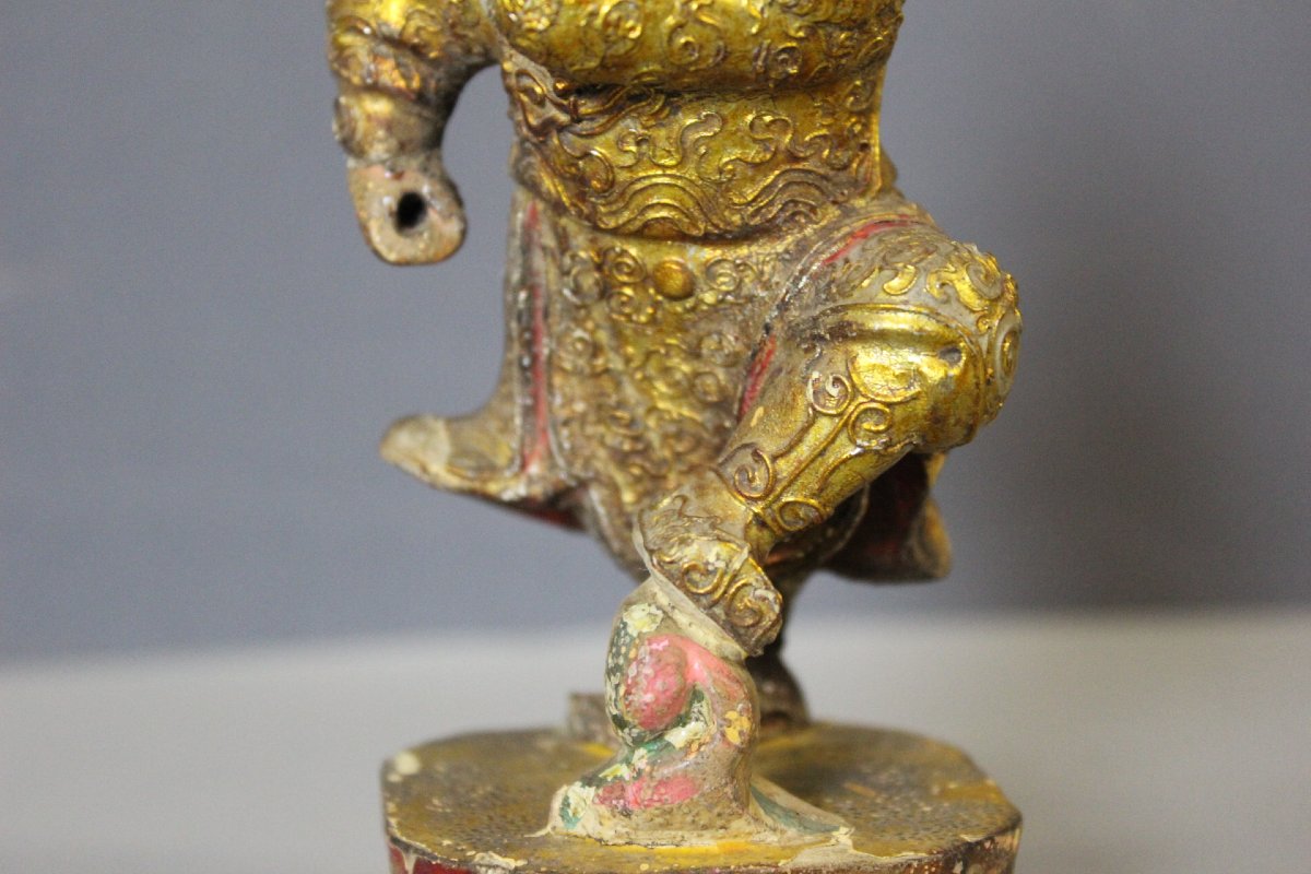 Sculpture d'un Singe Dansant en Bois Doré, Inde XIX-photo-2