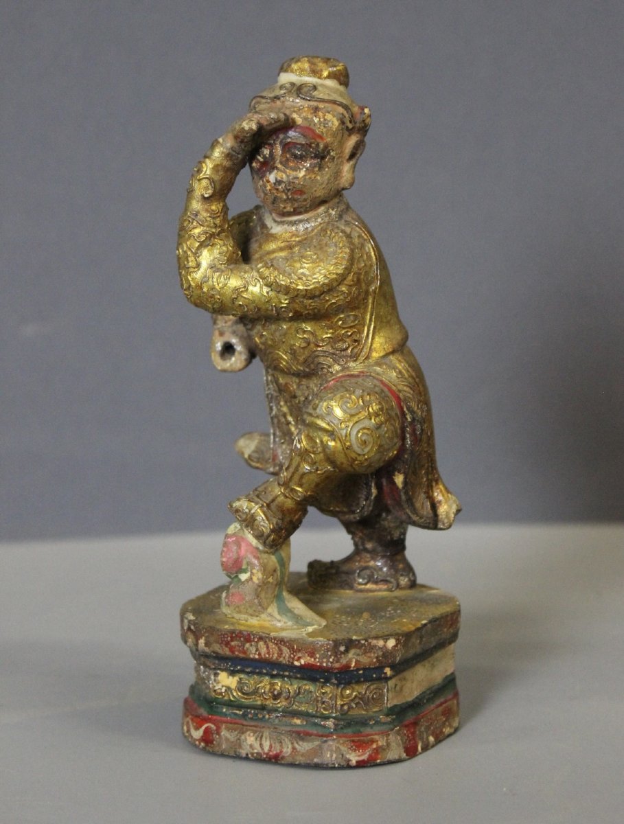 Sculpture d'un Singe Dansant en Bois Doré, Inde XIX-photo-6