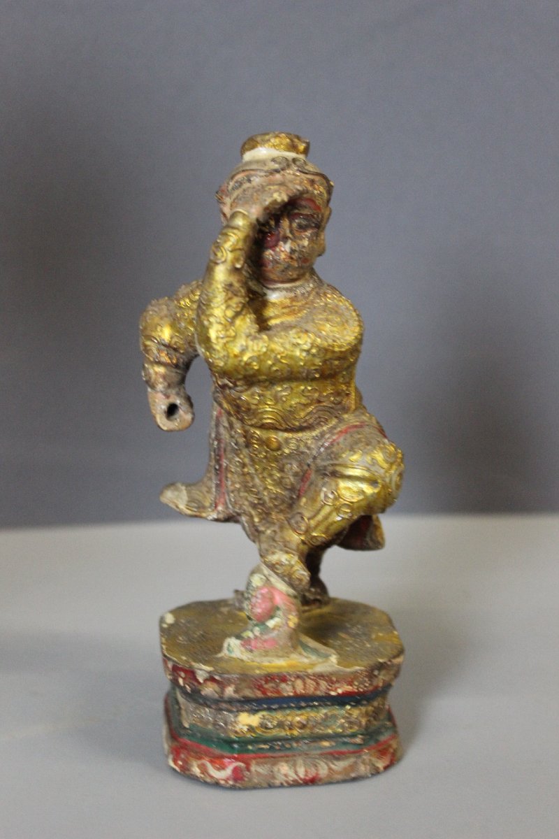 Sculpture d'un Singe Dansant en Bois Doré, Inde XIX-photo-7