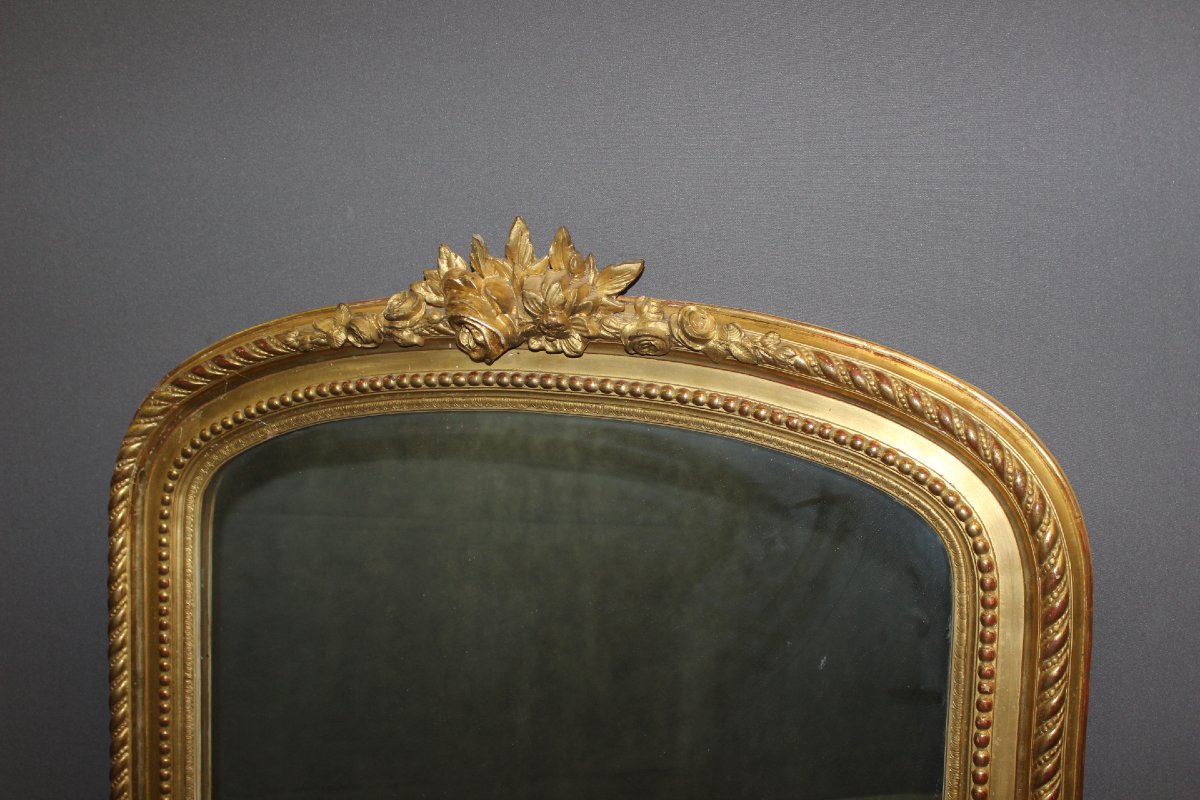 19th-century Louis XVI Mirror In Gilded Stucco-photo-4