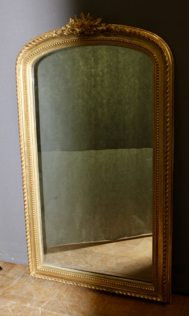 19th-century Louis XVI Mirror In Gilded Stucco-photo-7