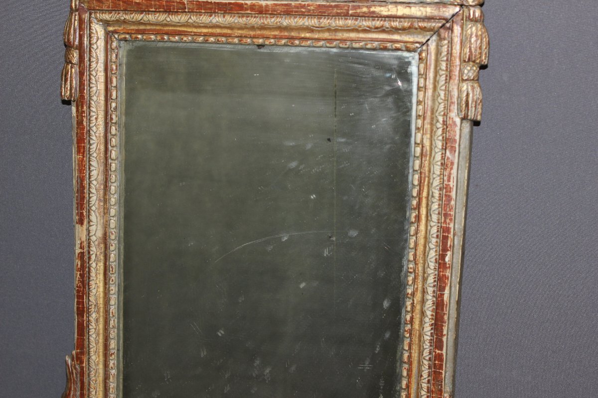 Miroir Louis XVI en bois doré XVIIIe-photo-2