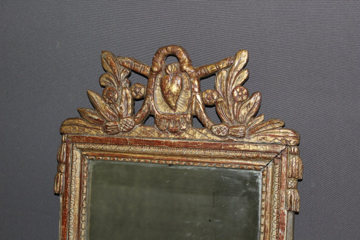 Miroir Louis XVI en bois doré XVIIIe-photo-3