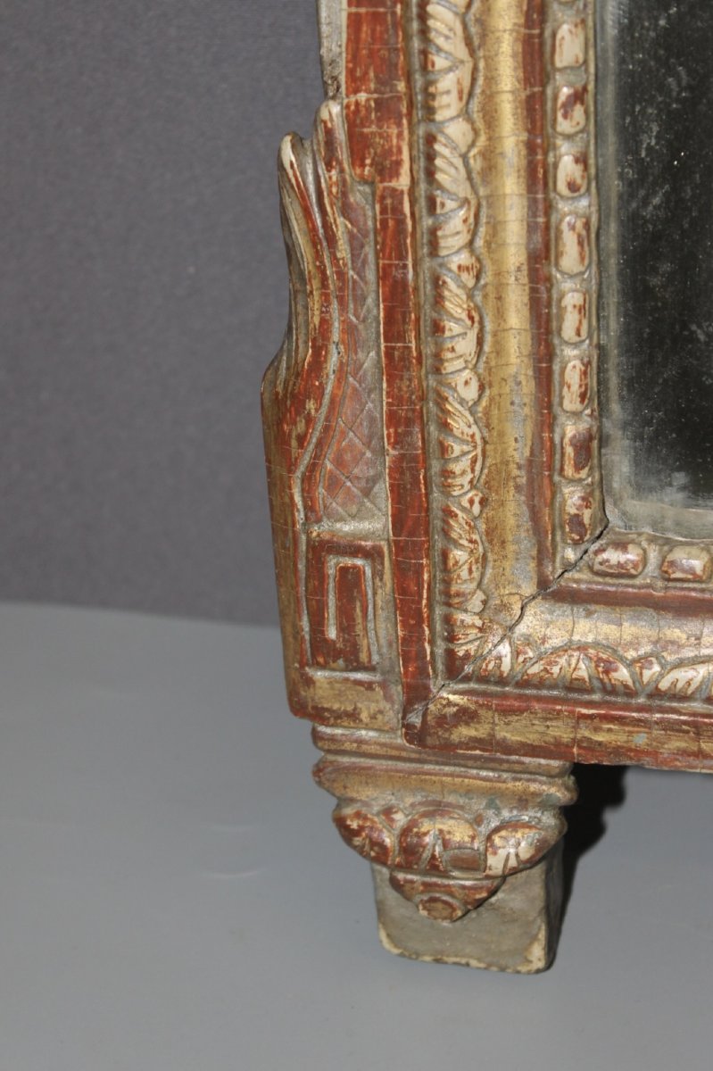 Miroir Louis XVI en bois doré XVIIIe-photo-1