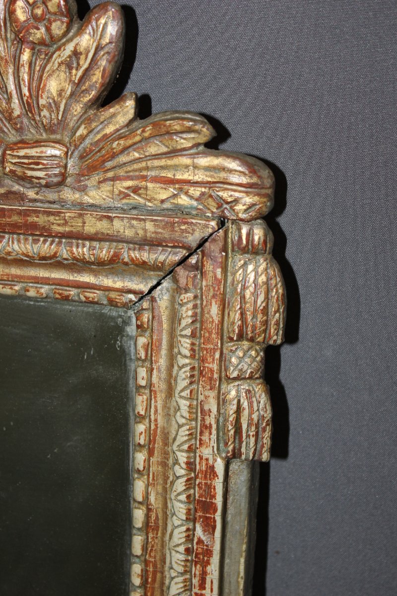 Miroir Louis XVI en bois doré XVIIIe-photo-5