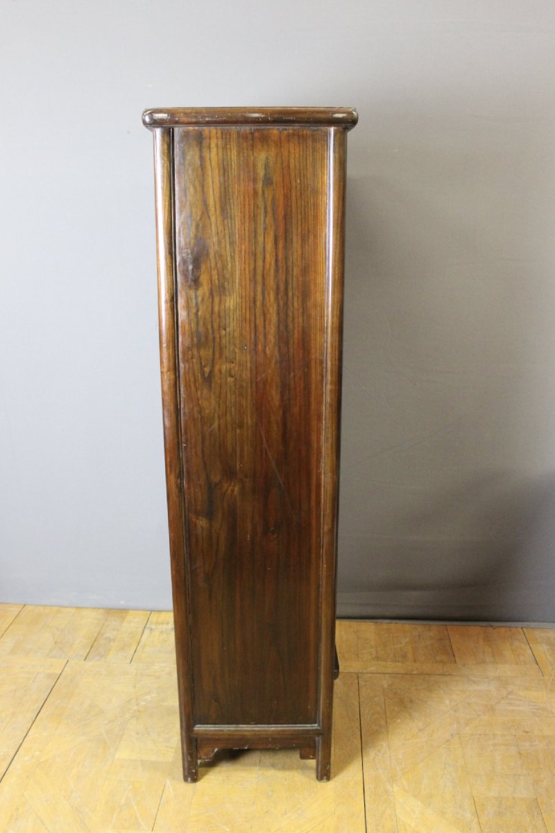 Petite Armoire Chinoise en Laque Rouge et Or-photo-7