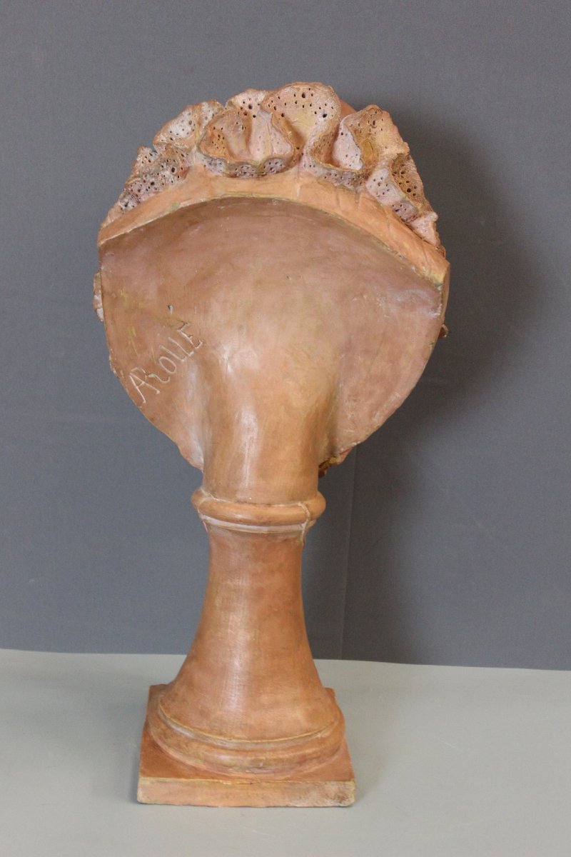 "pierrot Etonné," A Terracotta Sculpture By A. Rolle, Circa 1900-photo-1