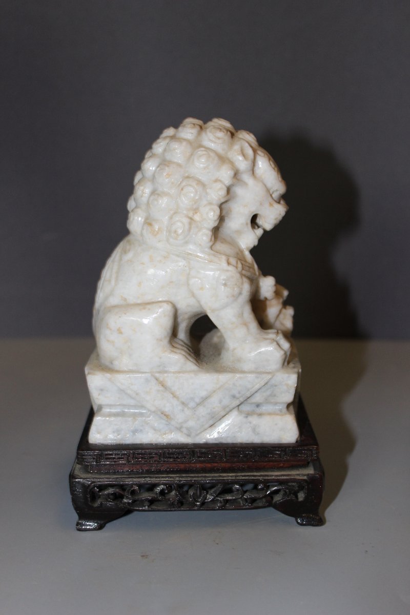 Pair Of Fô Dogs Carved From Hard Stone, China -photo-2