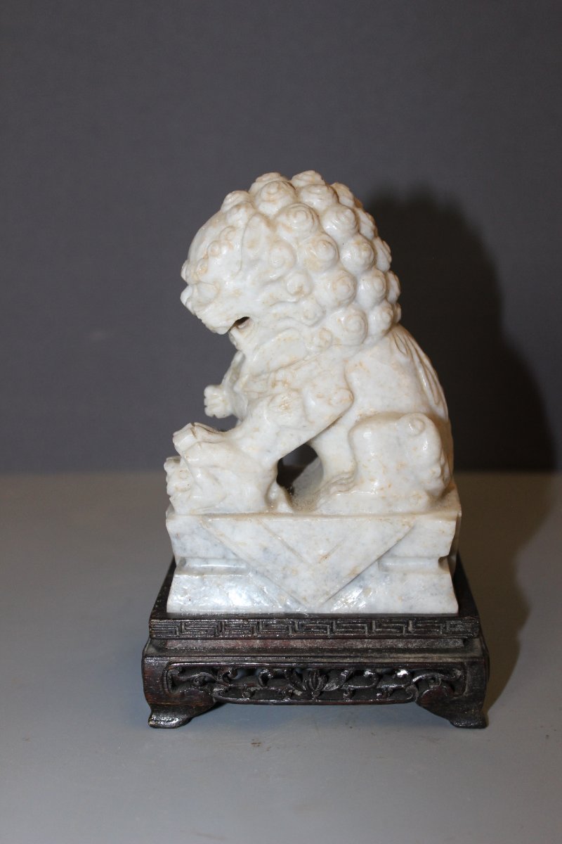 Pair Of Fô Dogs Carved From Hard Stone, China -photo-4
