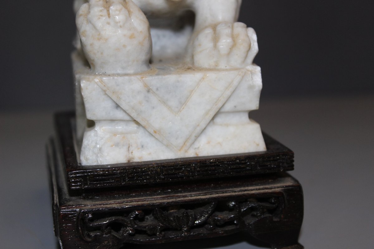 Pair Of Fô Dogs Carved From Hard Stone, China -photo-4