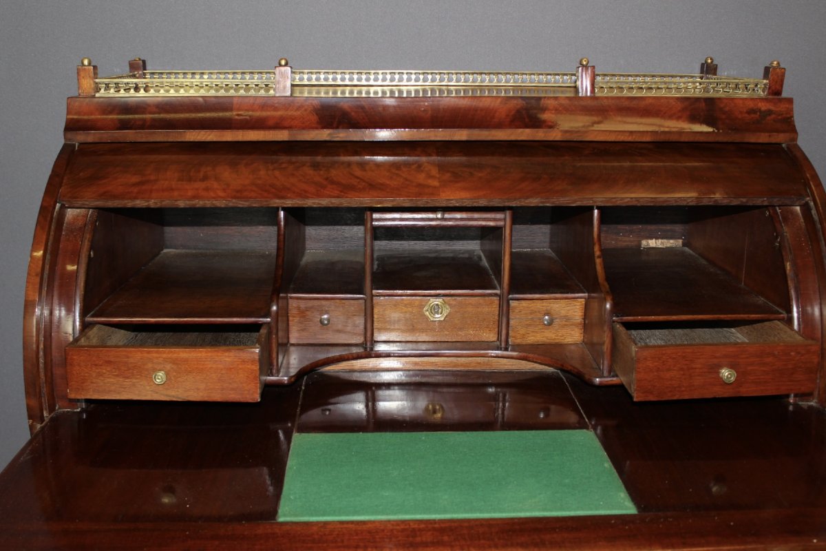 Commode Secrétaire à Cylindre en Acajou XIX-photo-3