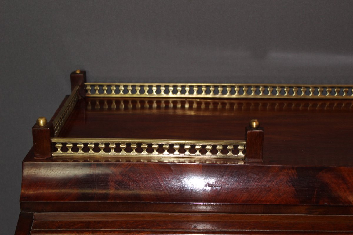 Commode Secrétaire à Cylindre en Acajou XIX-photo-3