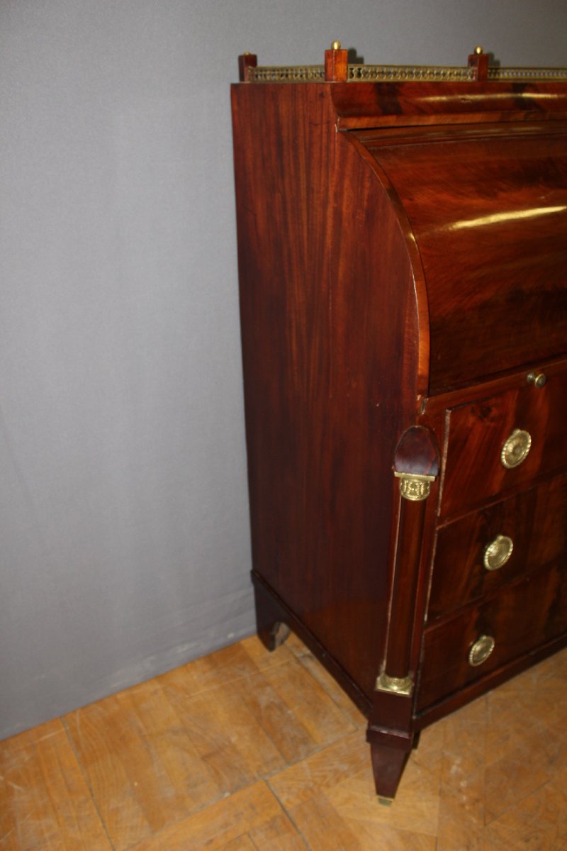 Commode Secrétaire à Cylindre en Acajou XIX-photo-4