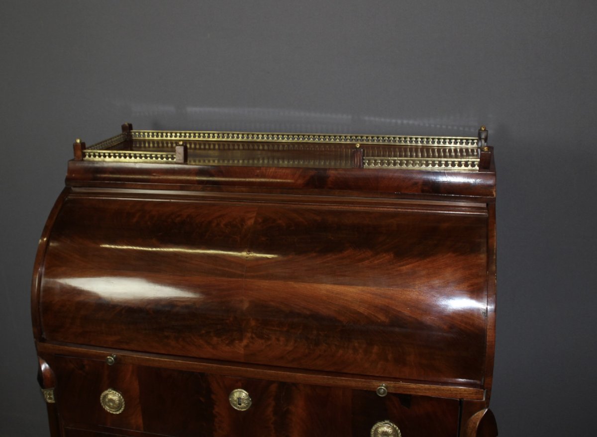 Commode Secrétaire à Cylindre en Acajou XIX-photo-5