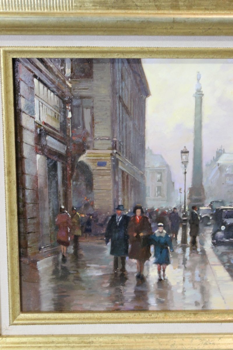 Oil On Canvas, "view Of Paris," By Denis Skachrov, 20th Century-photo-2