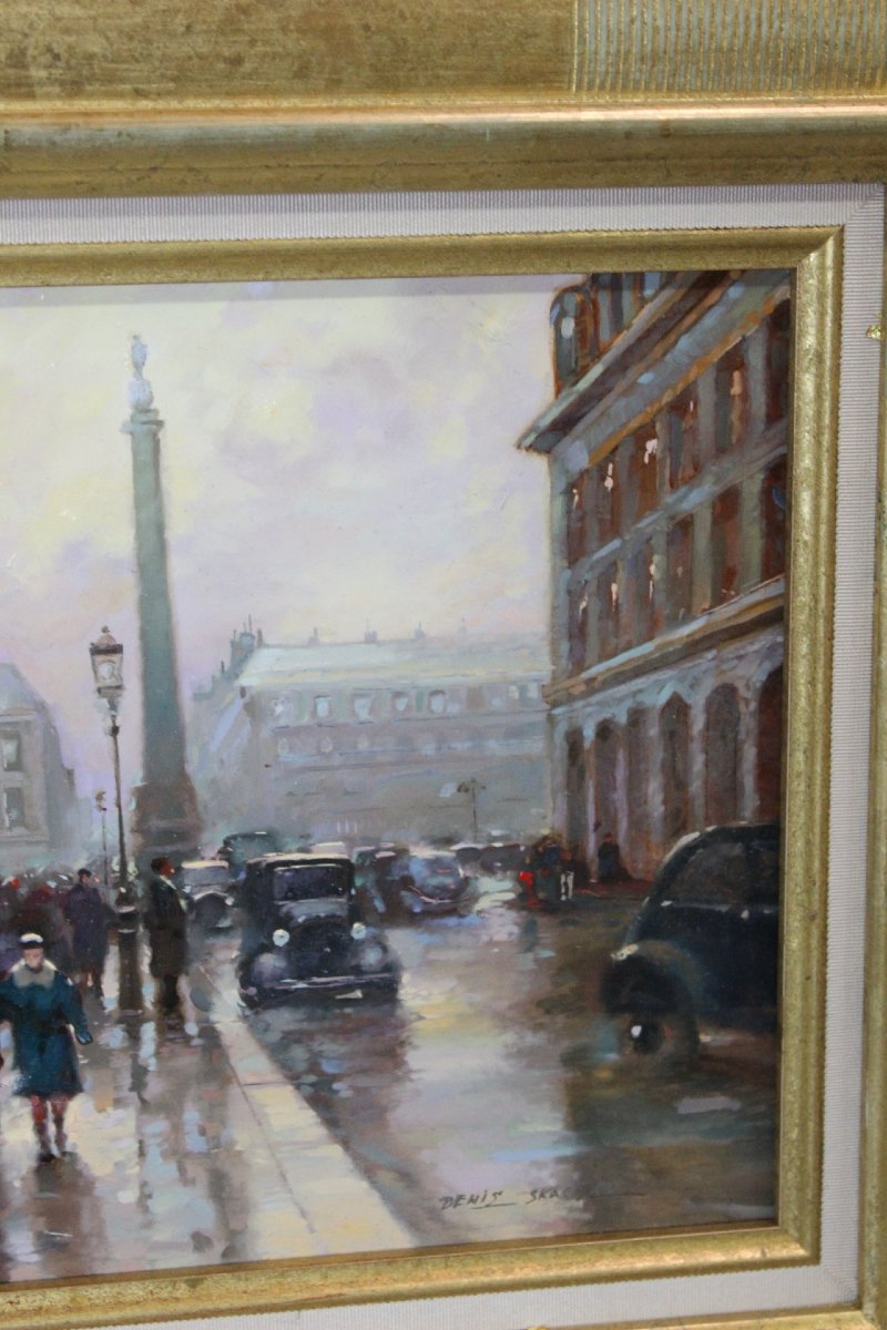 Oil On Canvas, "view Of Paris," By Denis Skachrov, 20th Century-photo-3