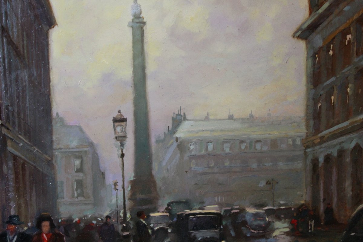 Oil On Canvas, "view Of Paris," By Denis Skachrov, 20th Century-photo-2