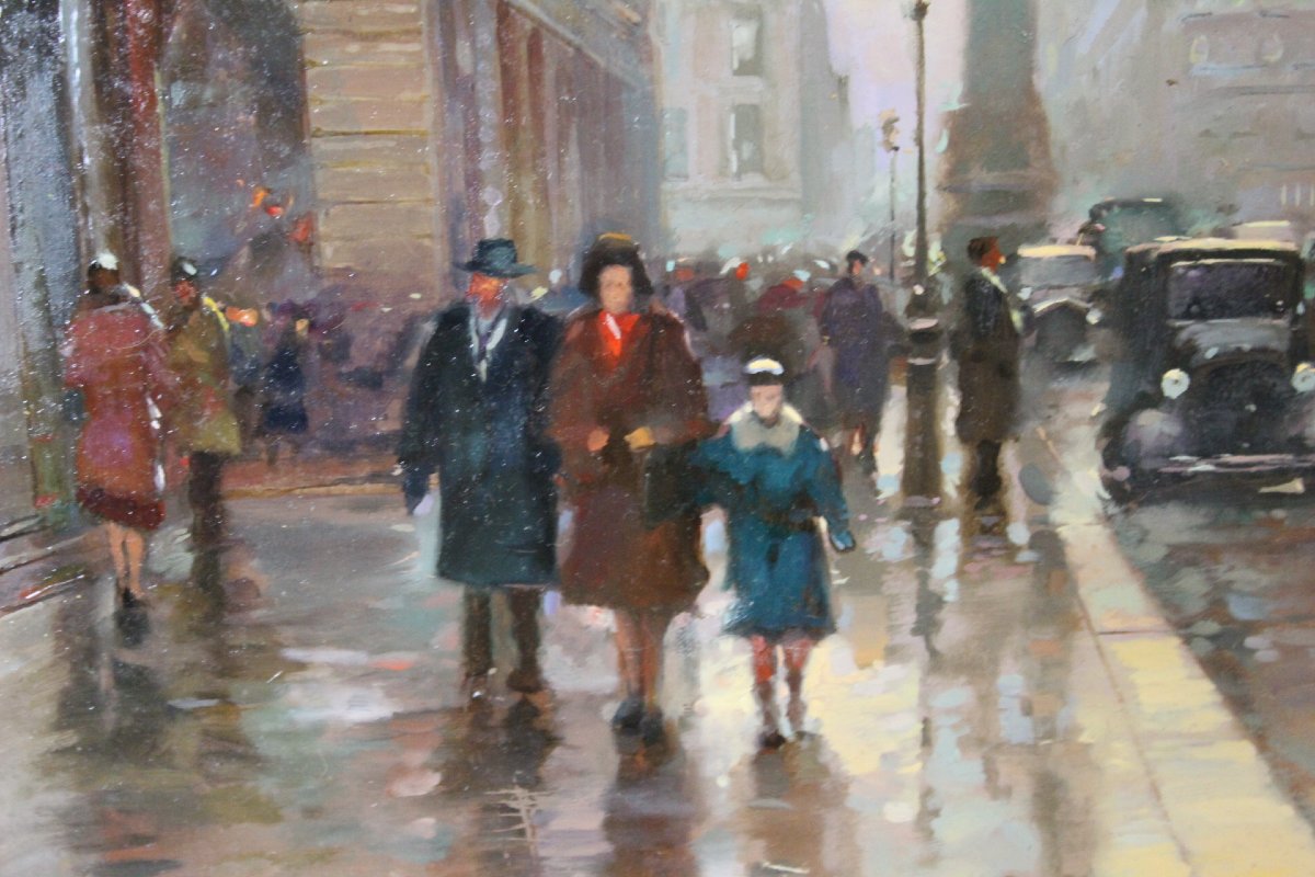Oil On Canvas, "view Of Paris," By Denis Skachrov, 20th Century-photo-3