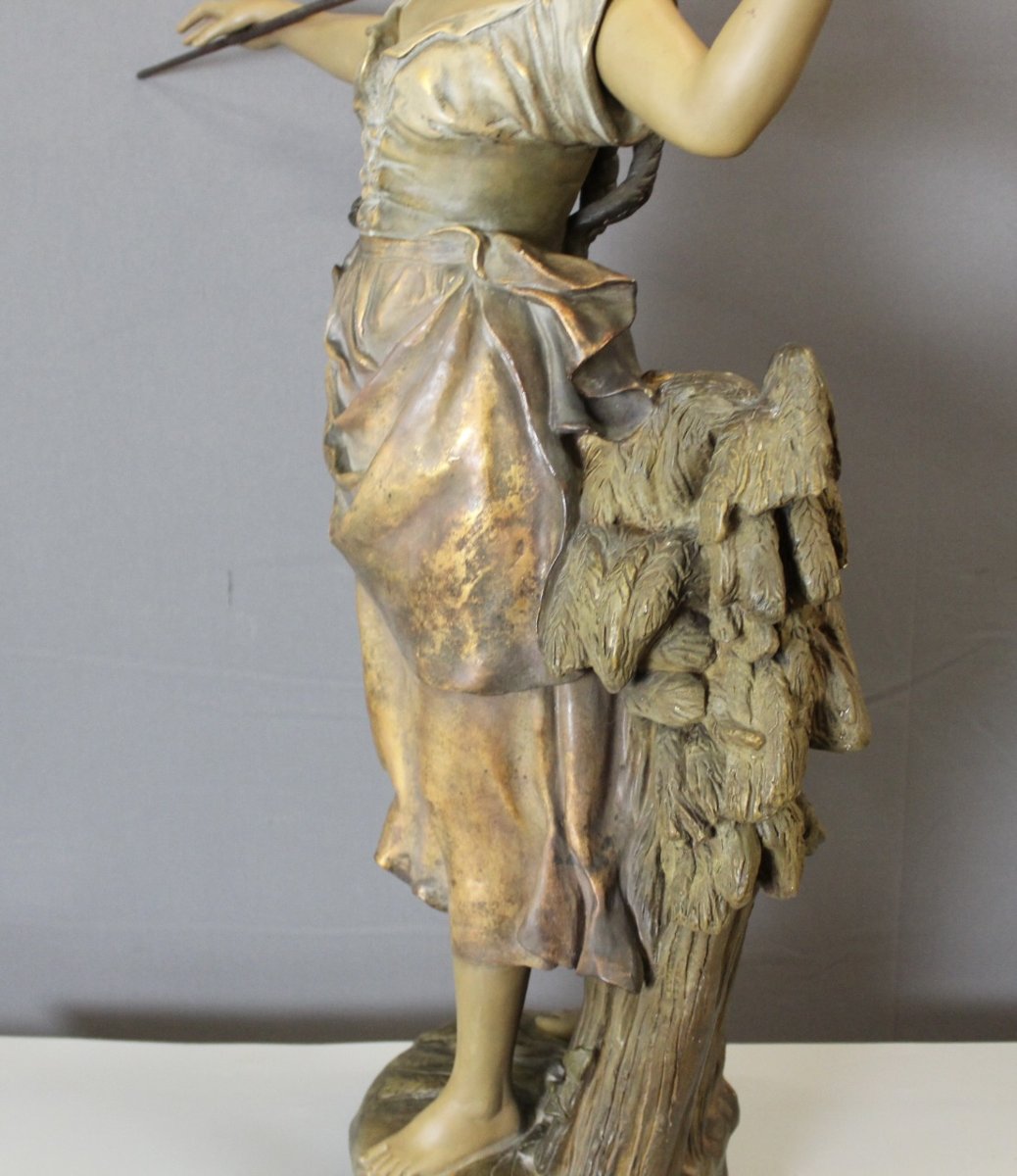 Important Plâtre Polychrome , 100 cm , Figurant une Paysanne vers 1900-photo-4