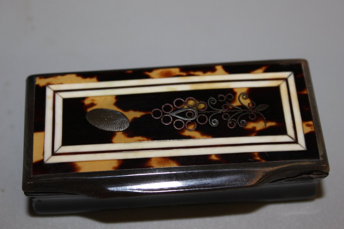 Snuff Box Made Of Tortoiseshell And Horn, Late 19th Century-photo-2
