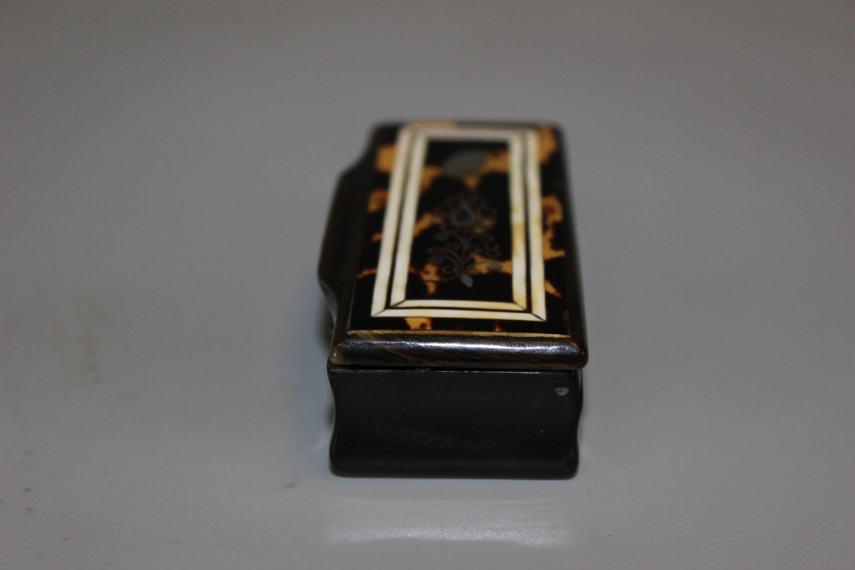 Snuff Box Made Of Tortoiseshell And Horn, Late 19th Century-photo-4