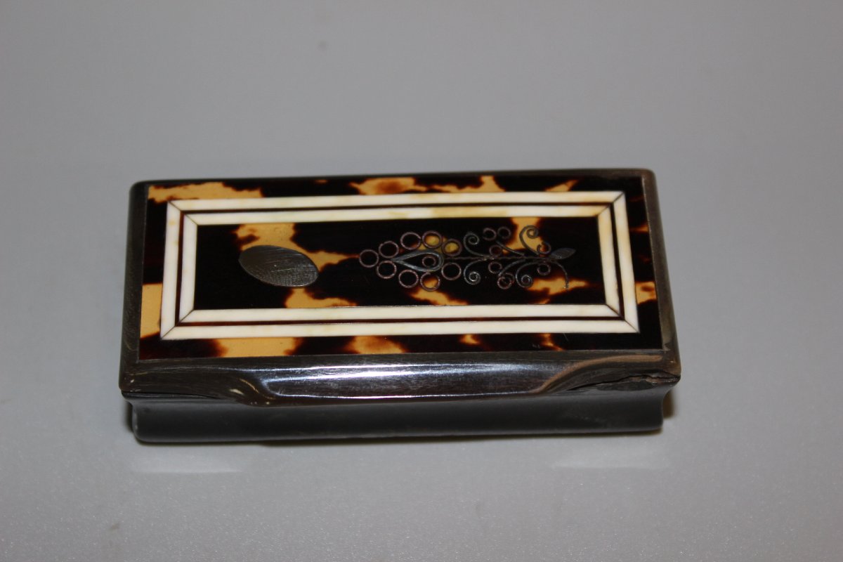 Snuff Box Made Of Tortoiseshell And Horn, Late 19th Century-photo-1