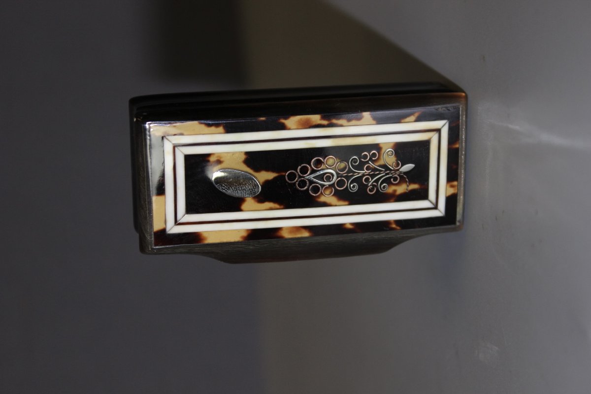 Snuff Box Made Of Tortoiseshell And Horn, Late 19th Century-photo-2