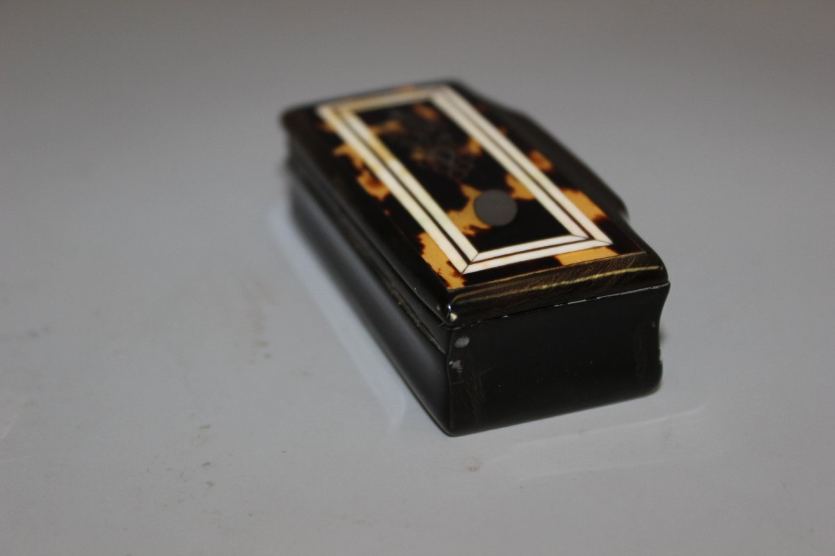 Snuff Box Made Of Tortoiseshell And Horn, Late 19th Century-photo-3