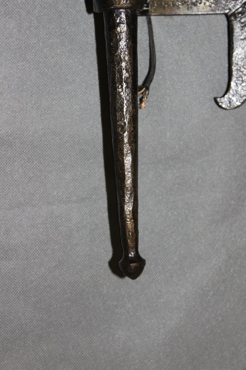 Pair Of Medieval Wrought-iron Wall Sconces Signed Reboulet, 20th Century-photo-5
