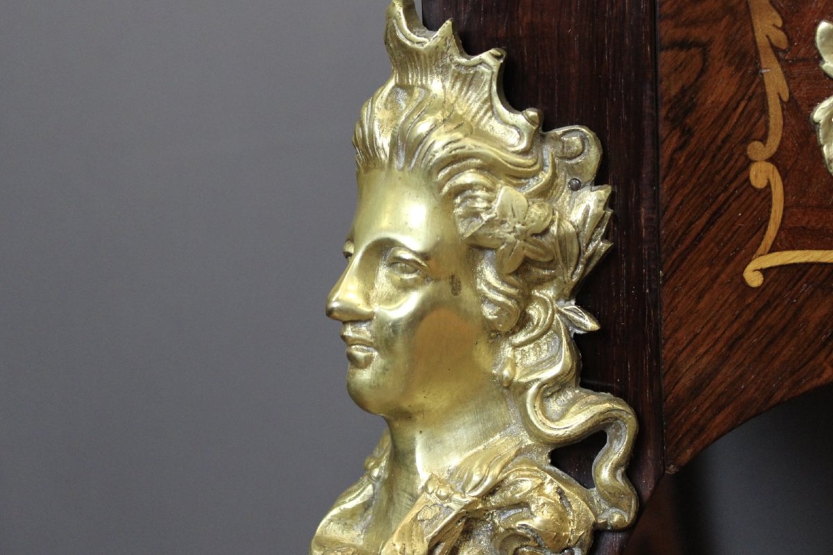 Bureau Louis XV en Marqueterie et Bronze d'époque XIX -photo-4