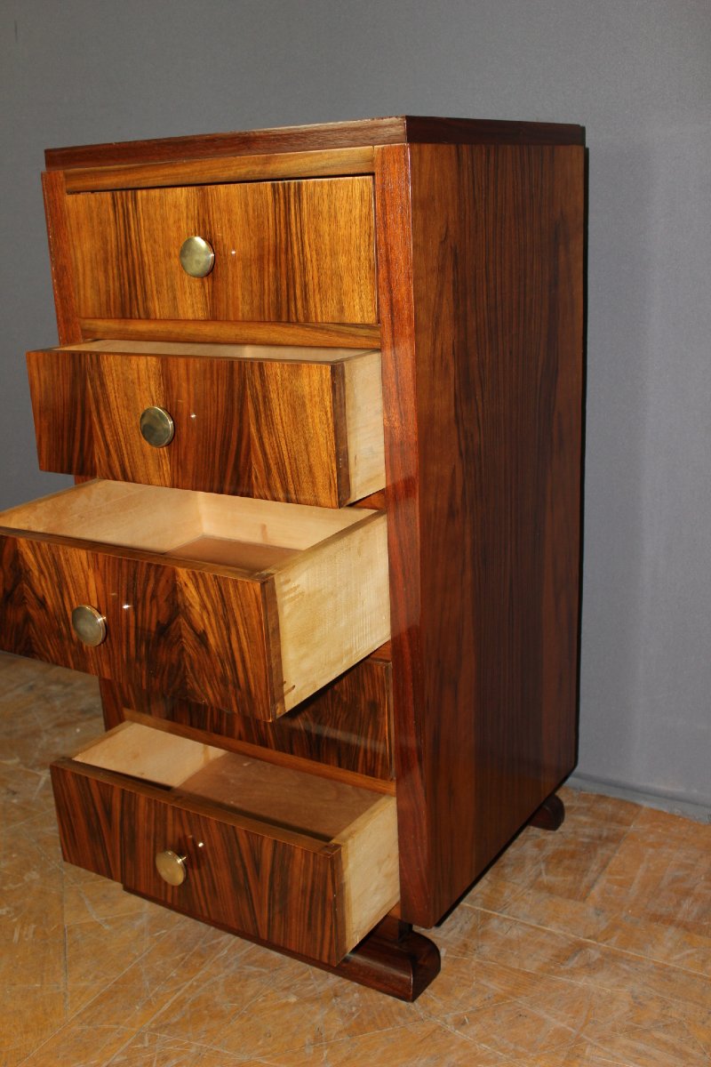 Art Deco Walnut Chest Of Drawers, Circa 1940-photo-4