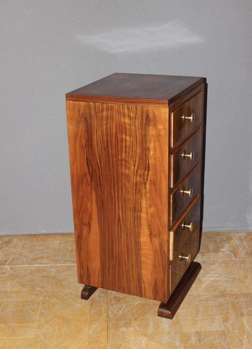 Art Deco Walnut Chest Of Drawers, Circa 1940-photo-1