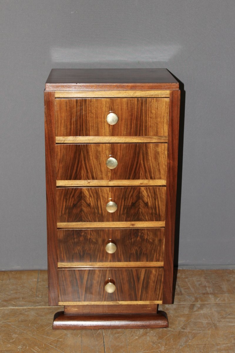 Art Deco Walnut Chest Of Drawers, Circa 1940-photo-6