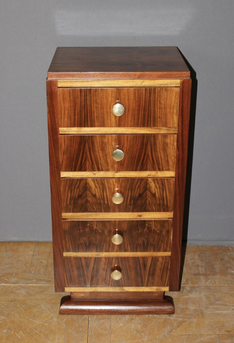 Art Deco Walnut Chest Of Drawers, Circa 1940