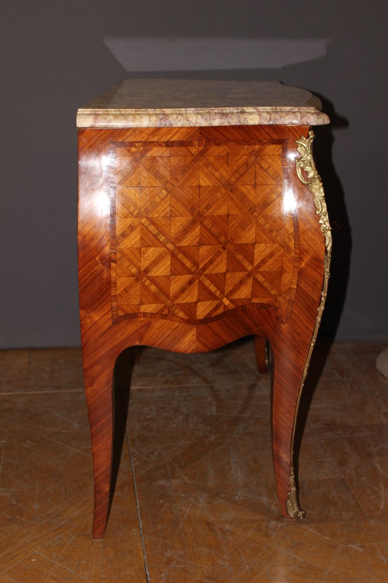 Louis XV Chest Of Drawers With Marquetry, 20th Century-photo-3