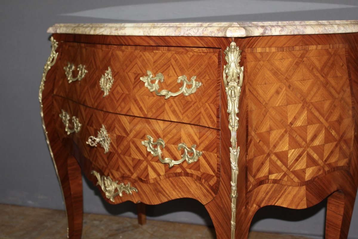 Louis XV Chest Of Drawers With Marquetry, 20th Century-photo-5