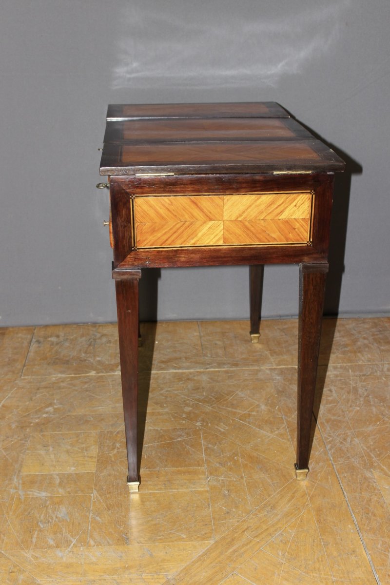Coiffeuse Louis XVI en Marqueterie de Bois de Rose et Palissandre XVIIIe-photo-1