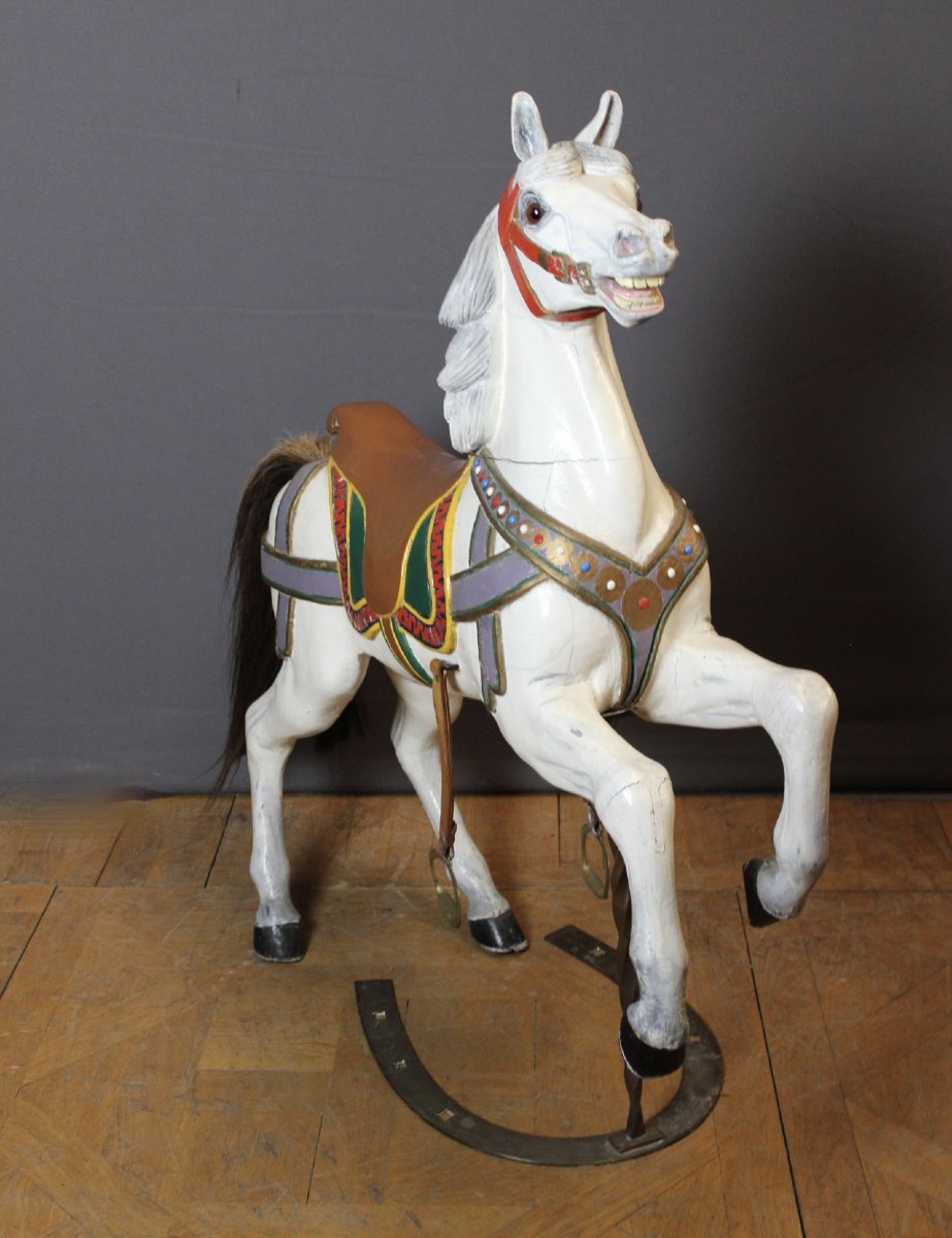 Carved Wooden Carousel Horse, Circa 1900-photo-2