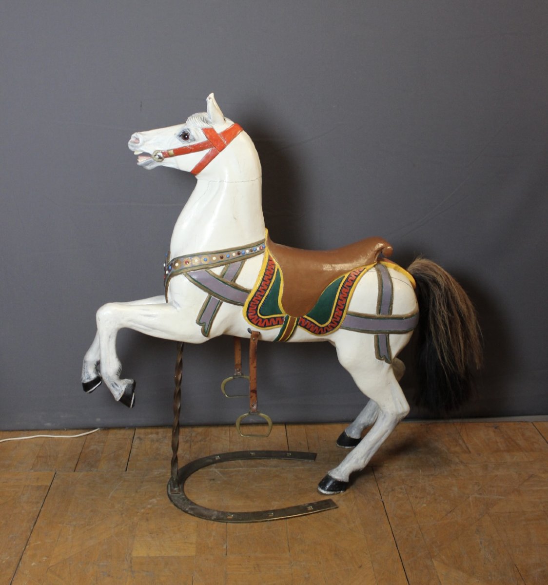 Carved Wooden Carousel Horse, Circa 1900-photo-3