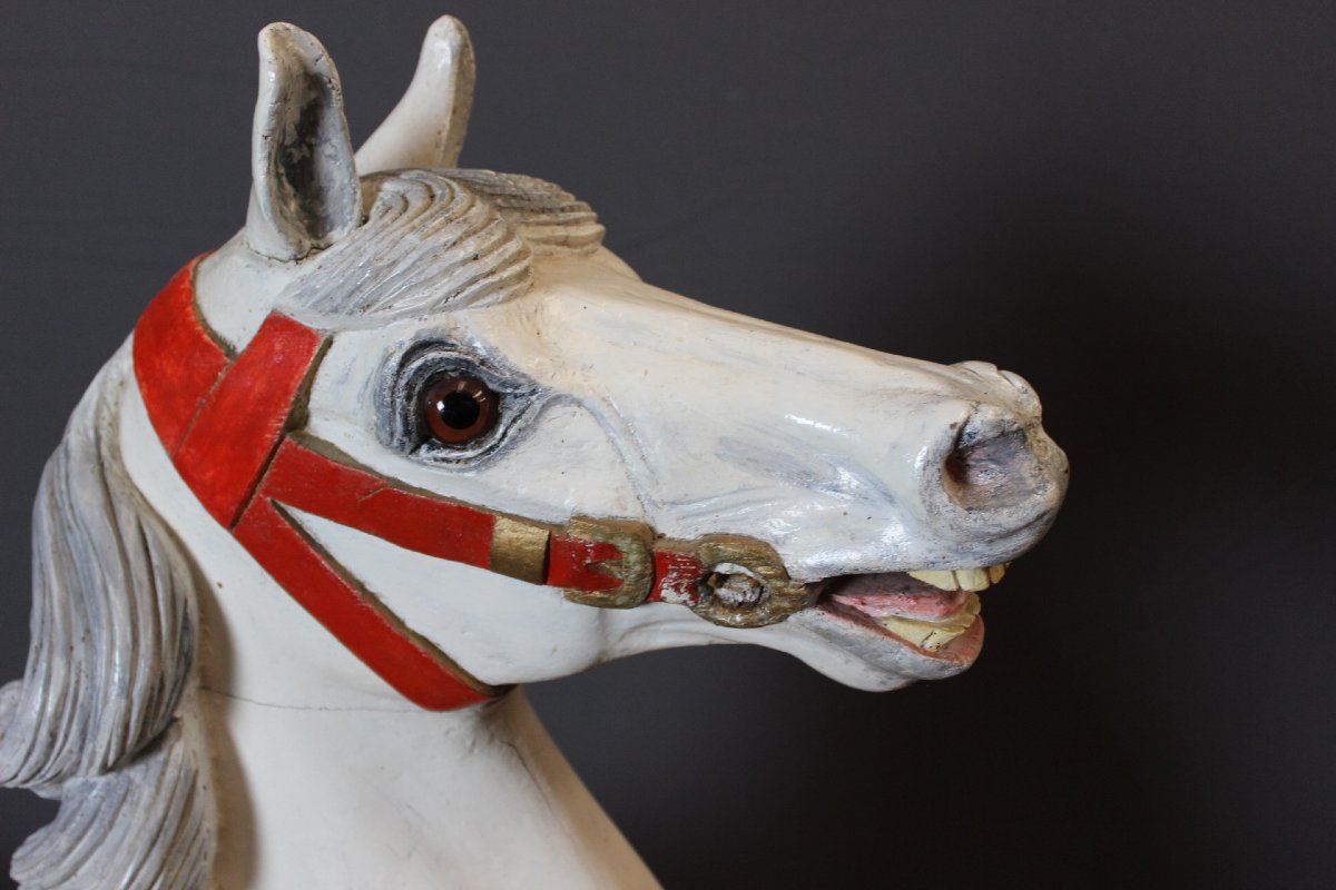 Carved Wooden Carousel Horse, Circa 1900-photo-2