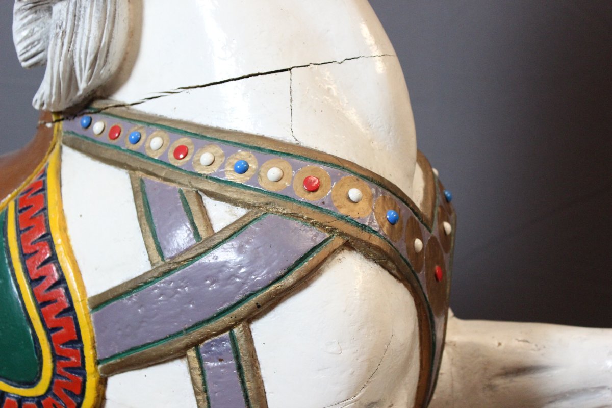 Carved Wooden Carousel Horse, Circa 1900-photo-6
