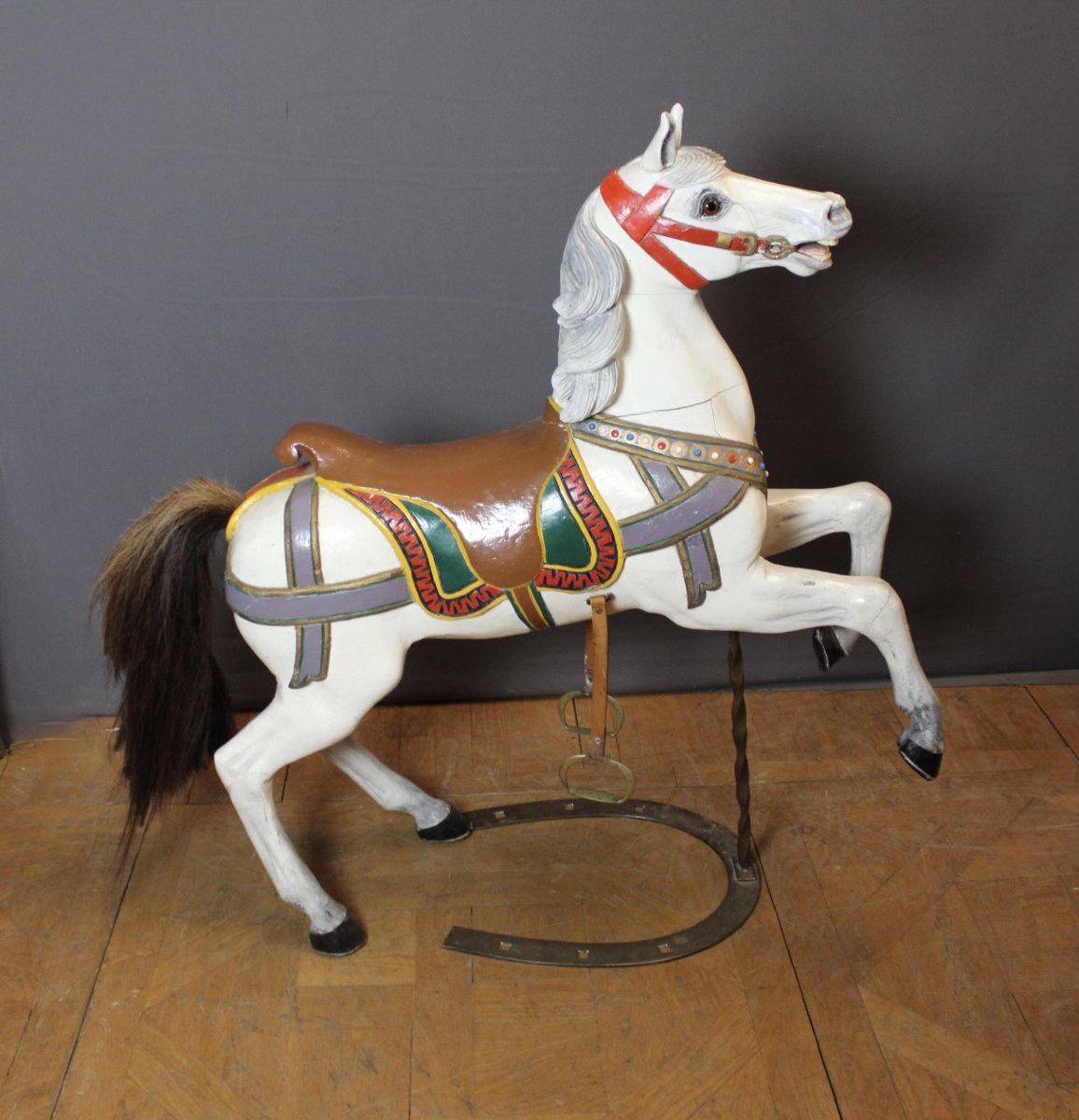 Carved Wooden Carousel Horse, Circa 1900-photo-8