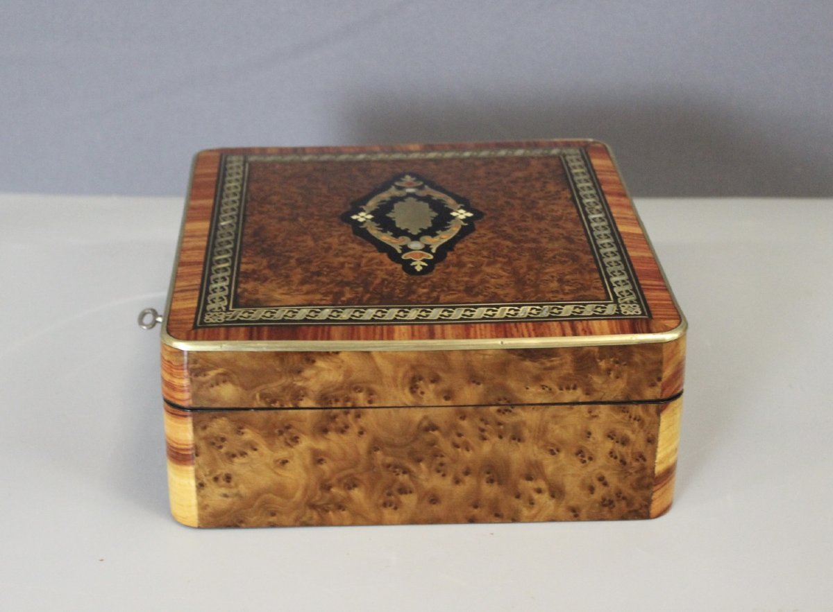 Coffret Napoléon III à bijoux en marqueterie fin XIX-photo-4