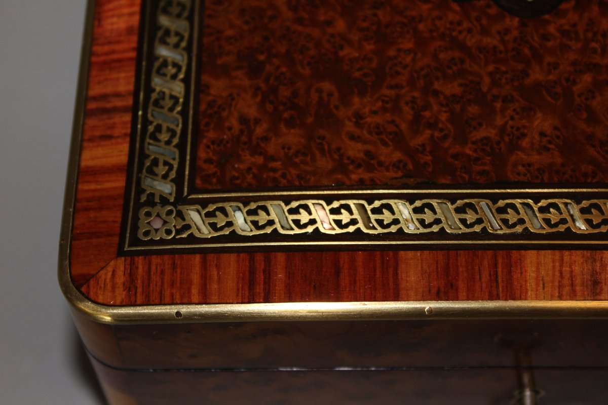 Coffret Napoléon III à bijoux en marqueterie fin XIX-photo-2
