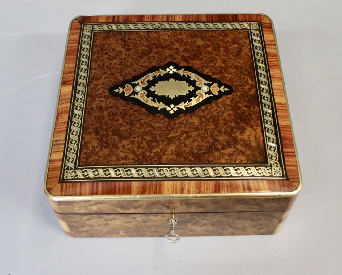 Coffret Napoléon III à bijoux en marqueterie fin XIX-photo-3