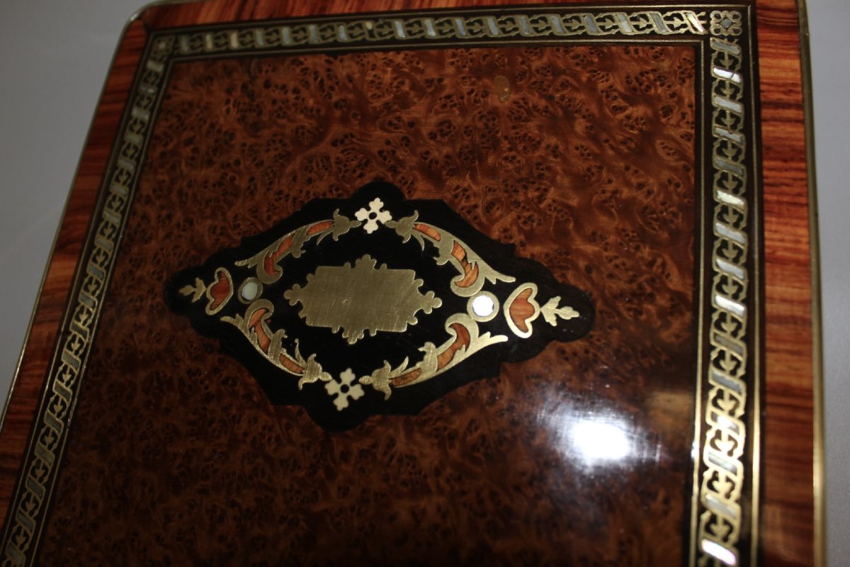 Coffret Napoléon III à bijoux en marqueterie fin XIX-photo-4