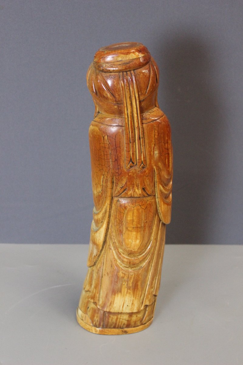 Sage Chinois en ivoire de Mammouth par Shao Lao , 41 cm -photo-2